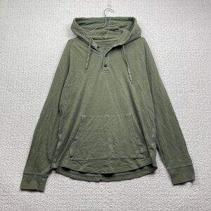 American Eagle Pullover Henley Hooded Long Sleeve Shirt Mens M Military Green